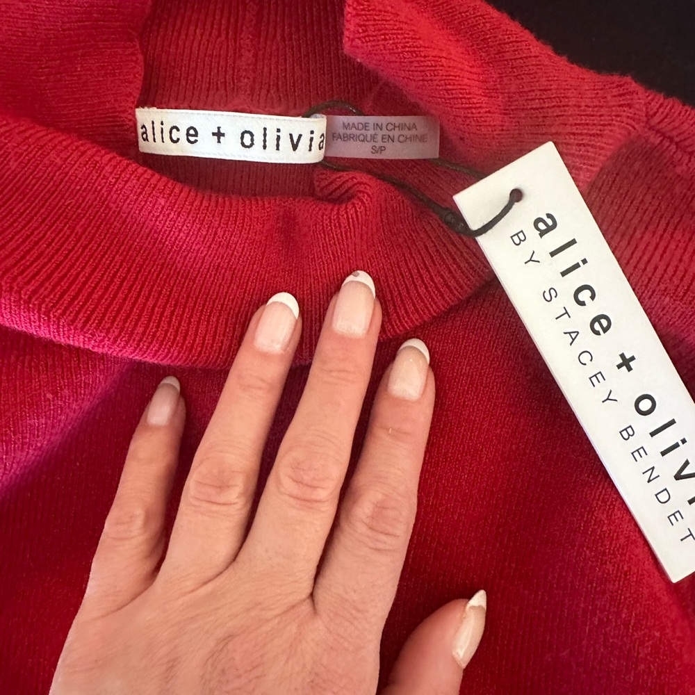 Alice and Olivia mock turtleneck, red, very pretty for holidays